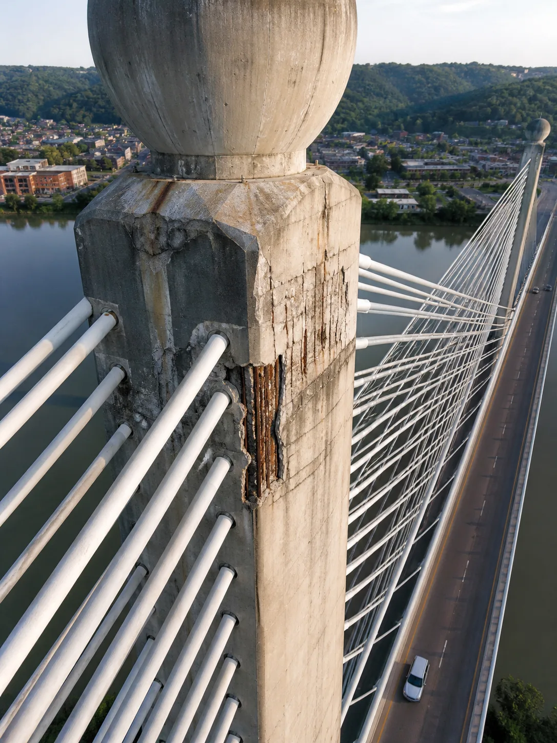 Bridge Inspection drone inspection image infrastructure detail near Charleston WV.
