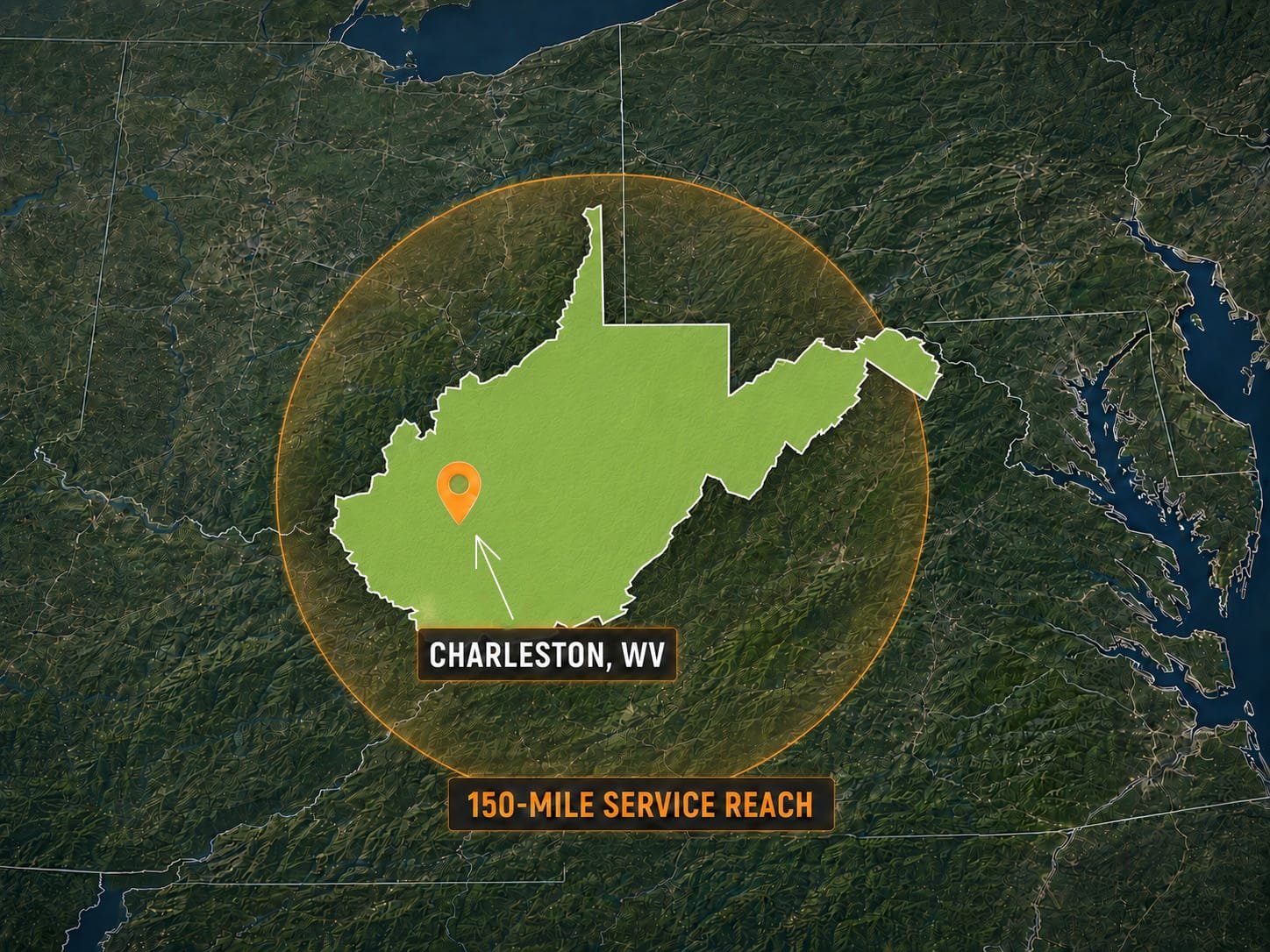 UA-Visions Service Area UA-Visions service area around Charleston WV and nearby West Virginia communities