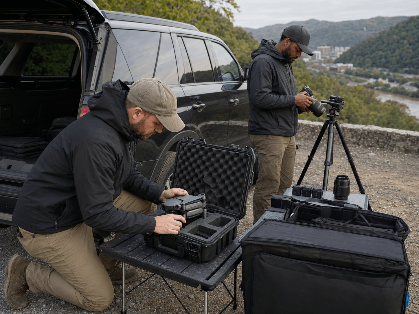 UA-Visions field team UA-Visions field team preparing drone and camera equipment in West Virginia