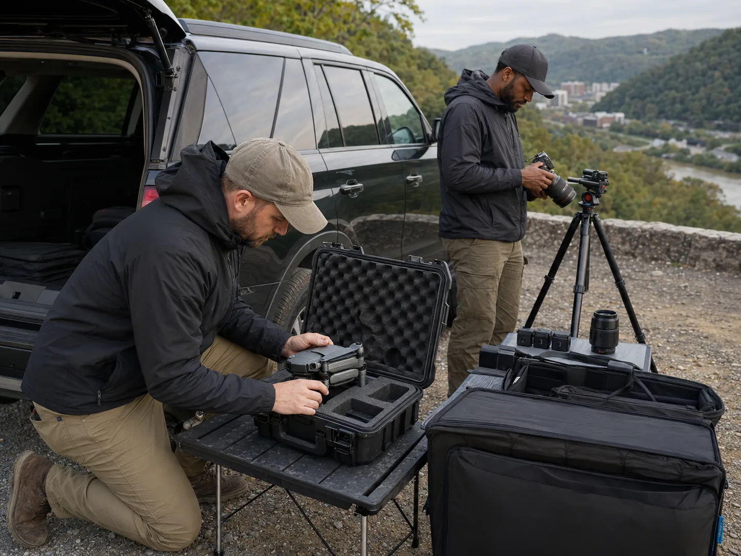 UA-Visions field team UA-Visions field team preparing drone and camera equipment in West Virginia