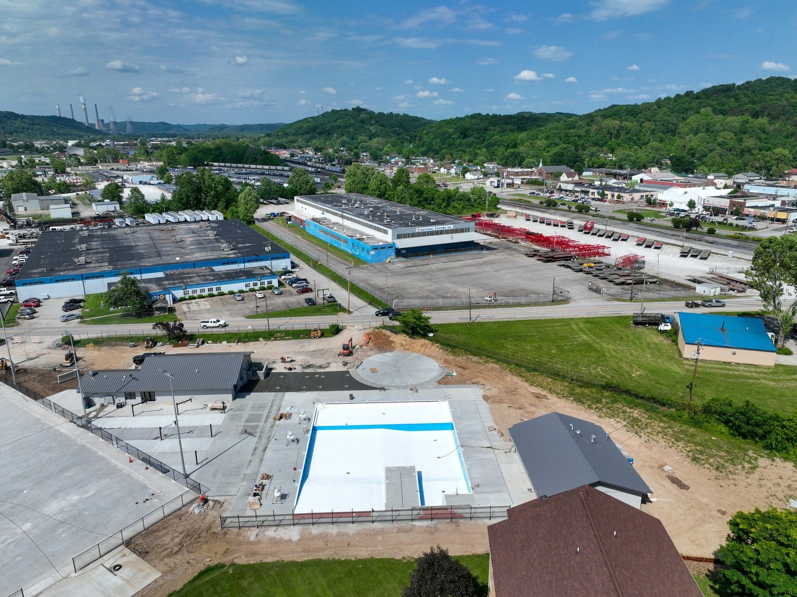 Construction Monitoring and Progression Collection Aerial view of the Nitro pool site and surrounding buildings in May 2023